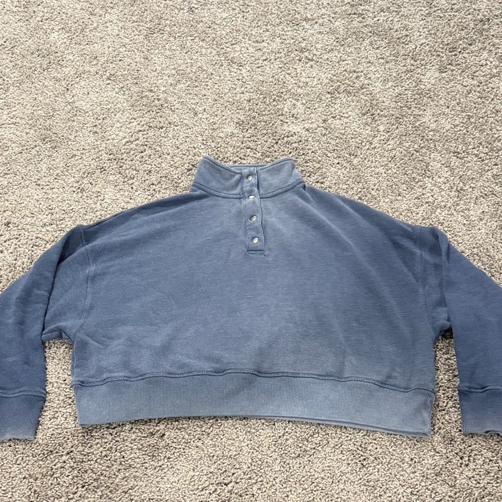 American Eagle Mock Neck Henley Sweatshirt